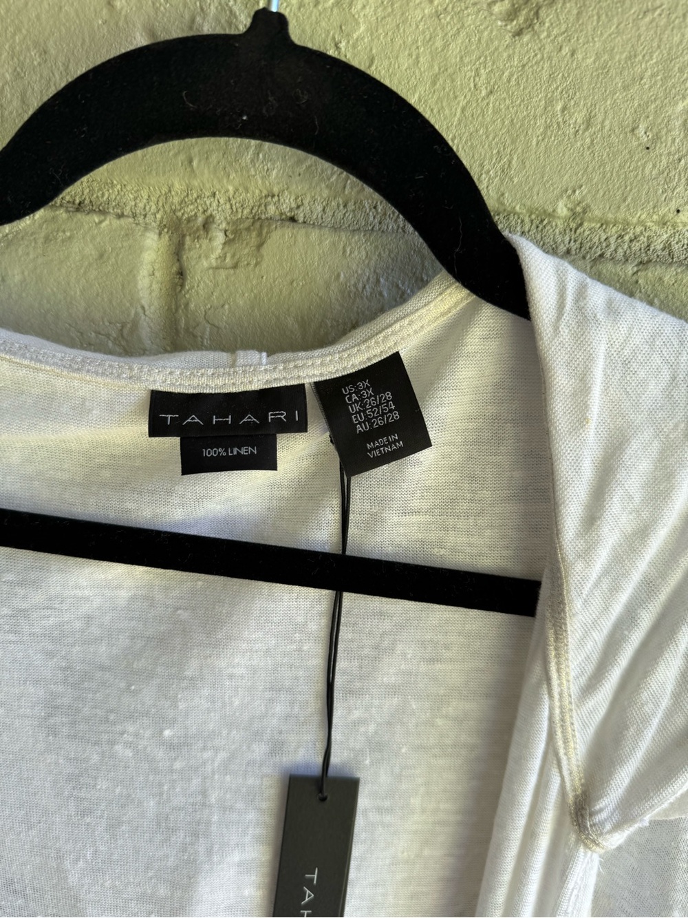 Tahari White 100%  Linen Hooded Open Cardigan NWT Sz 3X long sleeved - Picture 2 of 5